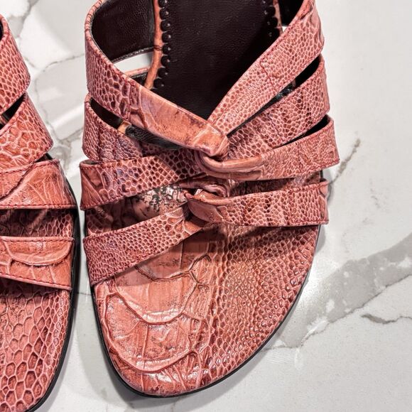 Franco Sarto Coral Snake Embossed Slide Slip on Sandals Heels Women's Size 8M - Picture 6 of 12